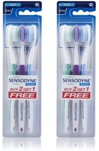 SENSODYNE Sensitive Soft Toothbrush for Teeth - Pack of 3 x 2 Extra Soft Toothbrush (6 Toothbrushes) Extra Soft Toothbrush