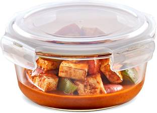 BOROSIL Glass Serving Bowl Klip N Store Microwave & Oven Safe, Glass Storage Container, 1.5 L Round, with Air Tight Lid