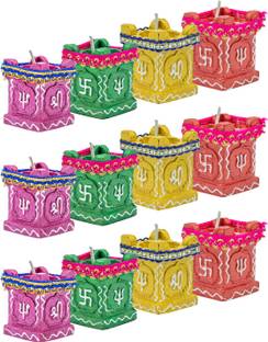 BB BACKBENCHERS Set of 12 Tulsi Diya For Diwali and Navratri Decoration Terracotta (Pack of 12) Table Diya Set