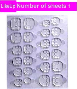LikeUp Double-sided Nail tab Sticker 1 Sheet (24pics Tab),False Nail Glue Jelly Gel Tape Adhesive Tabs Nail Glue Transparent Flexible Adhesive Fake Nails Tips tab