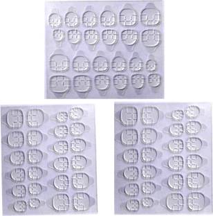 LikeUp Imported 3 Sheets (72 pics) Double-side Nail Glue Sticker, Glue Jelly Gel Tape Adhesive Tabs Nail Glue Transparent Flexible Adhesive Fake Nails Tips for Manicure (Transparent) (White)
