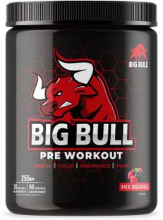 Big Bull BigBull Hardcore Pre-Workout [30-60 Serving, 255g] Free Shaker Energy Drink