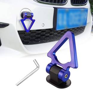 Auto MT Car Tow Hook Universal Decorative V Shape Racing Style Trailer Hook Sticker for Car Bumper (ONLY Decoration) (Blue) 12 m Towing Cable