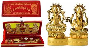 Lootnixx PAYSTORE Shree Dhan Lakshmi Kuber Bhandari Sampoorna Kripa Maha Yantra (13 Items) Copper Yantra with laxmi ganesh ji Brass Yantra