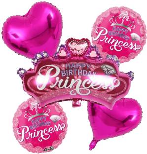 decokart Solid Princess Theme Foil Balloon Set for Your Little One"s Princess 1st Birthday Girl 1/2 Birthday Baby Girl Arrival Party Decor Pack of 5 Balloon