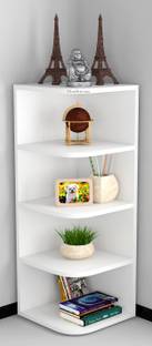 Madhuran Edan Engineering Wood Big Corner Stand Rack Set of 5 Size 12.4 X12.4 X 35.4 Inch Display Decorative Shelves Color White Particle Board Wall Shelf Engineered Wood Open Book Shelf