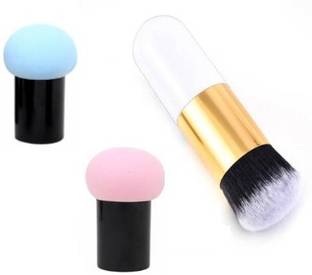 AVTY Extra Soft Foundation Brush with 2 Sponge puff blender - (Pack of 3) (Pack of 3)