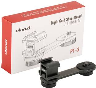 Hiffin Ulanzi PT-3 Triple Cold Shoe Mounts Plate Microphone Extension Bar Bracket Stand Gimbal Accessories Compatible for Zhiyun Smooth 4/DJI OSMO Mobile 2/Feiyu Vimble 2 Custom Flash Bracket