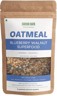 GOODIO EATS Blueberry Walnut Oatmeal 200 gm (Healthy Breakfast Cereal with Whole Grain Rolled Oats, Blueberries and Walnuts) Pouch