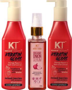 KEHAIRTHERAPY Keratin gloss shampoo & conditioner + Onion hair serum 600ml (Pack Of 3)