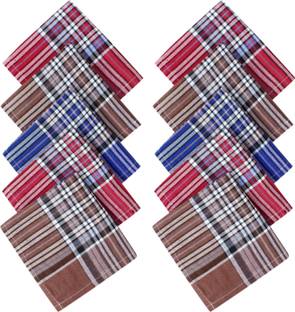 SHANK 100% Cotton Premium Collection Dark Hanky For Men Striped 22x22 King Size ["Multicolor","Dark"] Handkerchief