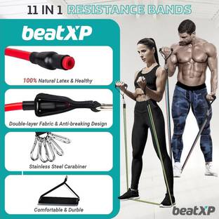 Pristyn care 11 Pcs resistance band home workout gym exercise training men & women Fitness Band Resistance Tube