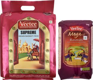 VeeTee Combo Pack Of Supreme Basmati Rice (5 Kg) and Mega Basmati Rice (1 Kg) Basmati Rice (Full Grain, Polished)