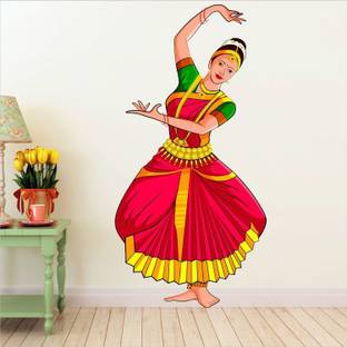 WALLPIK Bharatanatyam – Indian – Classical – Dancer – Colorful - Decorative - Wallsticker - 084