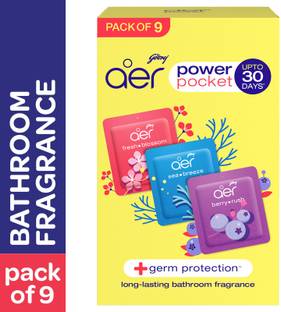 Godrej Aer Power Pocket Assorted Fragrance Blocks Pocket, Bathroom Air Fragrance Pack of 9