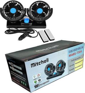 Ajeetech 12V DC Car Fan for Dashboard 360 Degree Rotatable Dual Head Car Auto Cooling Car Interior Fan