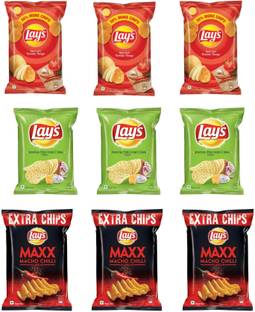 Lay's Red,green,maxx pack of 9 Chips