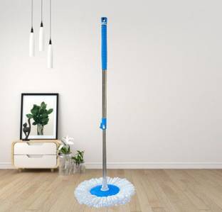 Livronic Your Helping Hand 360 Spin Rotational Length Adjustable Mop Stick Expandable Stainless Steel Mop Bucket Stick Rod with Microfiber Head Refill for Home and Office Cleaning String Mop