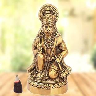 LOTUS RISE Hanuman ji Statue Sitting in Metal Hanuman ji Idol Bajrangbali Murti Gift Article Decorative Showpiece Decorative Showpiece Decorative Showpiece  -  16 cm