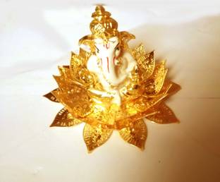 KSAGS ganesh ji sitting on lotus decorative showpice idol Decorative Showpiece  -  8 cm