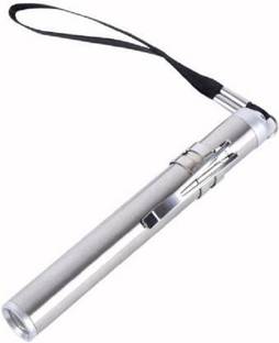 futurewizard portable Mini Flash Light Torches Stainless Steel LED Flashlight Round Moon Shape with Keychain Pen for Camping,Doctors,Dentist, Moon Light Torch टॉर्च
