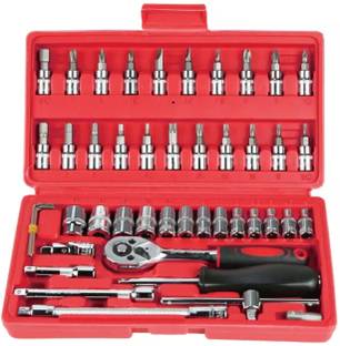 AZING AZIN 4 6 in 1 Pcs Tool Kit & Screwdriver and Socket Set Multi Purpose Combination Tool Case Precision Socket Set Hand Tool Kit (46 Tool PCS Vehicle Tool Kit