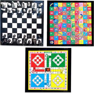 shri shyam traders super combo pack of ludo +chess +snakes and ledders 15 cm Chess Board