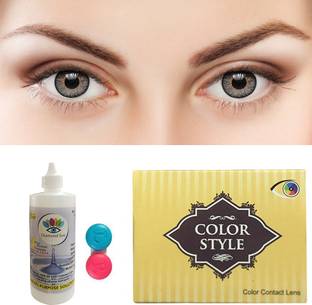 Gold Look Grey Color 1 pair Yearly Contact Lens With Case & Solution