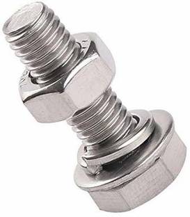 Immech Nut & Bolt Set 400 Pcs Set, M6 x 10mm Hex Head Screws, Hex Head bolt With Nut & Washer, Zinc-Coated (100 Pcs Each)