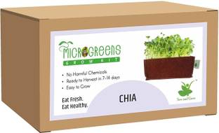 Sow and Grow Microgreens Grow Kit: Chia 30 Grams, Easy to Use Kit for Beginner Gardeners, Gardening Set to Grow at Home Seed