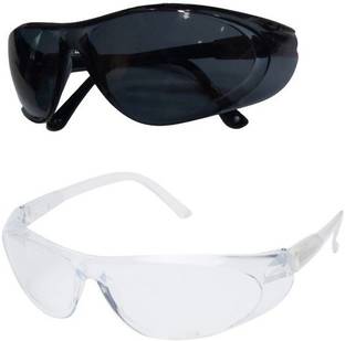 Quantum Retail - (QR5 + QR9) Eye Protection Safety Goggles Glasses Anti-Droplets Protective Eyeglass with Clear Polycarbonate Lens - {Pack of 2} - Blowtorch, Laboratory, Power Tool, Welding, Wood-working  Safety Goggle