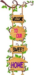 wildartcreation 106 cm Welcome To Our Sweet Home Color - Multicolor Self Adhesive Sticker
