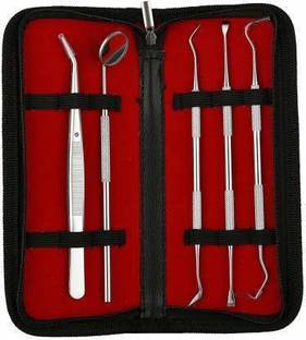 Forgesy Dental Tools Pack of 5 Dental Pick Dental Scaler, Stainless Steel Dental Duty Cleaning Tools for Plaque Tartar Removal of Personal Oral Care & Pet Use Utility Forceps