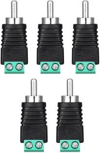 TAAPSEE 5 Pieces RCA Plugs for Speaker Wire, Phono RCA Male Plug Solder less Converter Audio/Video Speaker Wire Connectors Solderless Adapter RCA to AV Screw Terminal Connector Wire Connector