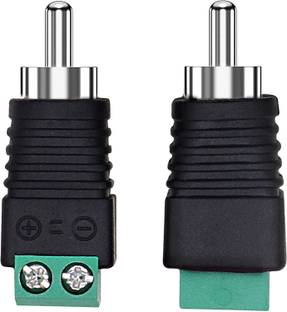 Tech-X RCA Audio Video Cable 0.01 m RCA Plugs for Speaker Wire, RCA to AV Screw Terminal Connector, Phono RCA Male Plug Solderless Converter Audio/Video Speaker Wire Connectors Solderless Adapter Pack Of 2