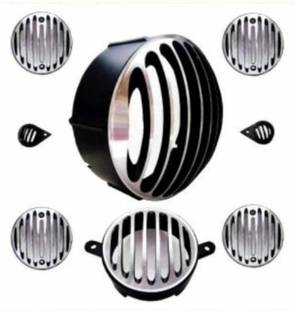 ANK Classic Protection Grill With CNC Cut Finish Set Of 8 For Classic 350cc 500cc Bike Headlight Grill