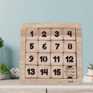 LAKSHMINARAYAN SALES Wooden Puzzle Number Slide Fifteen Puzzle, Non-Magnetic Pieces for family - Unique Gifts for Children- Indoor Outdoor Board Games (4x4) - 1 to 15 Word Games