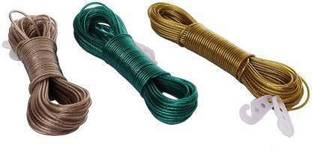 sarita Cloth Rope PVC Coated Anti-Rust Steel Wire For Clothes Drying (3 Piece) Plastic Retractable Clothesline