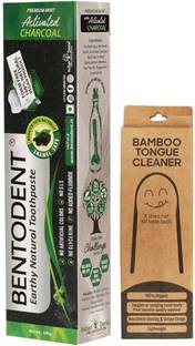 bentodent Activated Charcoal Toothpaste and Bamboo Tongue Cleaner