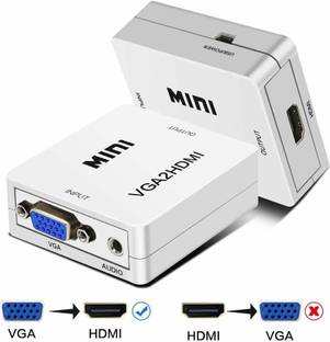 microware Mini Compact Video VGA to HDMI 1080p Converter Adapter with 3.5mm Audio Media Streaming Device
