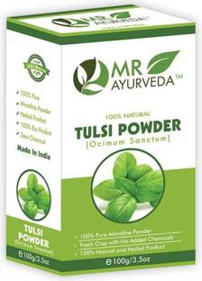 MR Ayurveda 100% Organic Pure Tulsi Powder | Ocimum Sanctum | Holy Basil Powder | Natural Hair & Skin Care