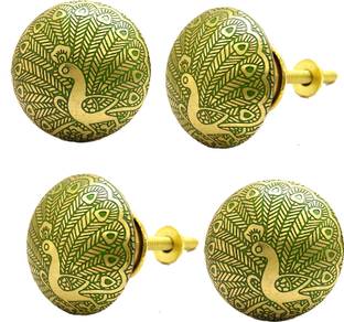 BUCKLER Peacock Green-Handcrafted Matte Finish Cabinet/Drawer Knobs Brass Cabinet/Drawer Handle