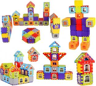 AEXONIZ TOYS Building Block Set, My Happy House Home Building Blocks, 72 Pcs Big Size Blocks, Educational Learning Toy for Kids 3 to 8 Year Old Girls & Boys