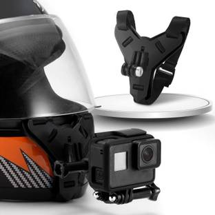 Adofys Black Fixing Bracket Helmet Chin Mount Holder Integrated Helmet Belt Accessory Compatible with Yi, DJI Osmo GoPro Hero 8/7/6/5/4/3 & Other Action Camera Strap