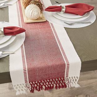 CRAZYWEAVES Red 180 cm Reversible Table Runner