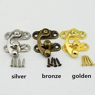 Hawk Eye Metal Lock/Buckle/Latch/Hook/Swing Clasp Combo of 30 Pcs with Screws for Wood Jewellery and Small DIY Works (10 Golden/10 Bronze/10 Silver) Keyed Cam Lock