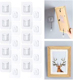 Mr Bhoot Self Adhesive Double Sided Hooks for Photo Frames (pack of 10),Heavy Duty 3Kg Load Double Sided Adhesive Wall Hooks, Photo Frames Self Adhesive Double Sided Hooks (pack of 10) Hook 10