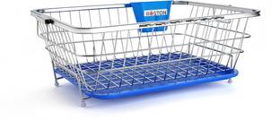 roston Dish Drainer Kitchen Rack Steel Dish drainer rack steel with tray bartan rack stainless steel vessel drainer basket