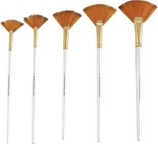 art asia Synthetic Hair Fan Paint Brush Set 5 Piece