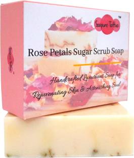 Soapure Tattva Rose Petals Sugar Scrub Handmade Natural Soap with Natural Adding Sugar (Pack of 1)